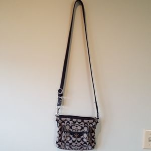 Coach crossbody small purse in cream/brown